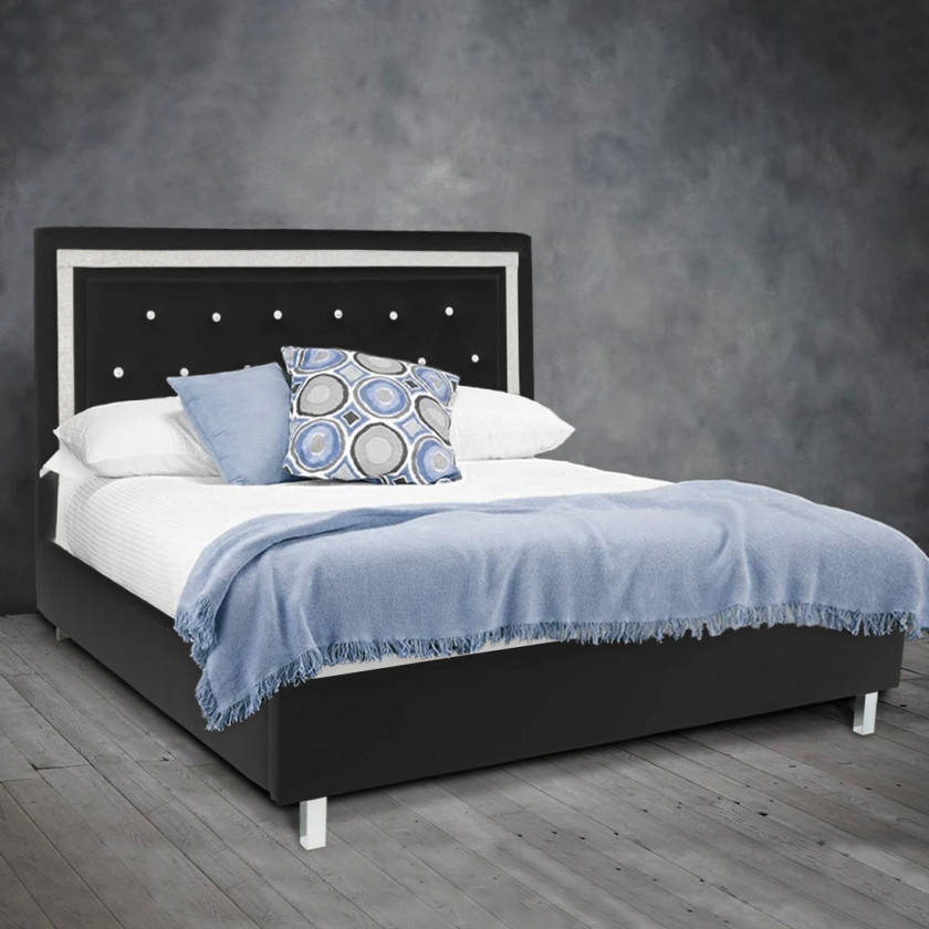 Crystalle Black Faux Leather Bed